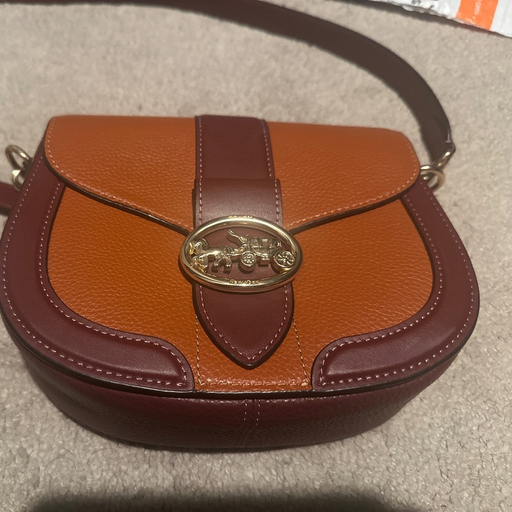 Coach Georgie Saddle Crossbody - Orange and Red